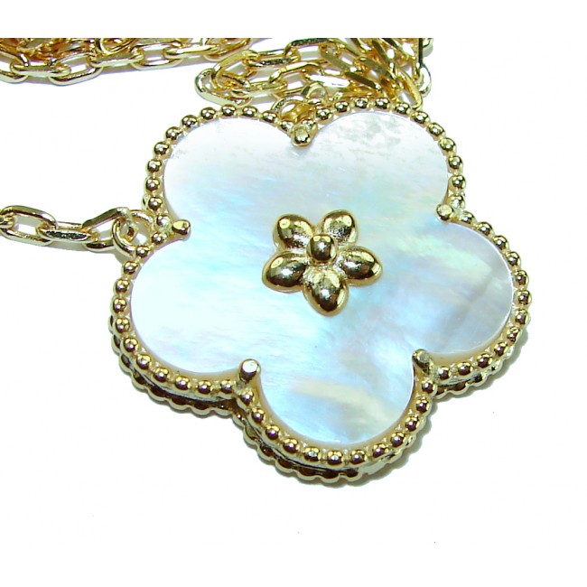 Precious Flower natural creamy Blister Pearl 14K Gold over .925 Sterling Silver Necklace