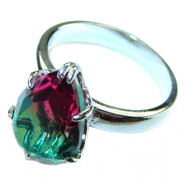 7.9 carat pear cut Brazilian Tourmaline 14K Gold over .925 Sterling Silver Perfectly handcrafted Ring s. 7