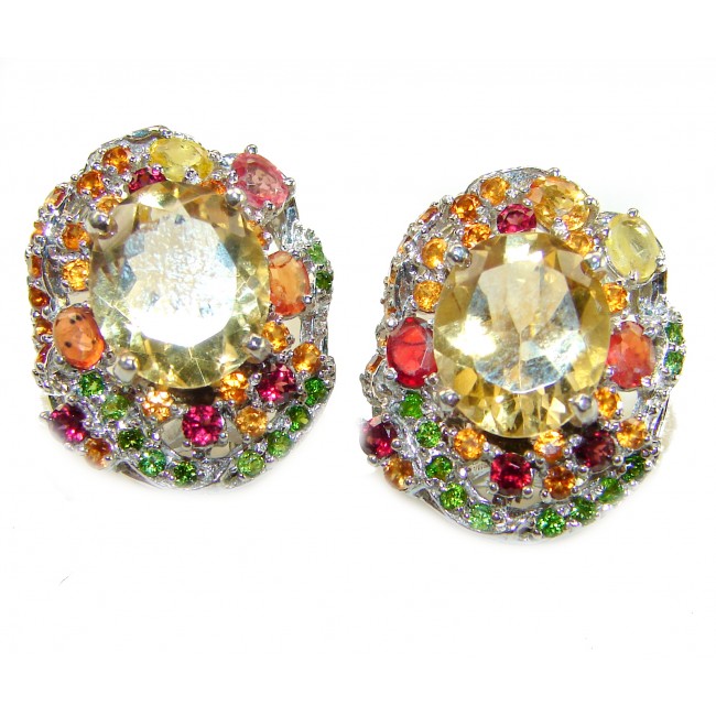 Olivia - Exclusive 12.2 CARAT authentic Citrine .925 Sterling Silver handmade Earrings