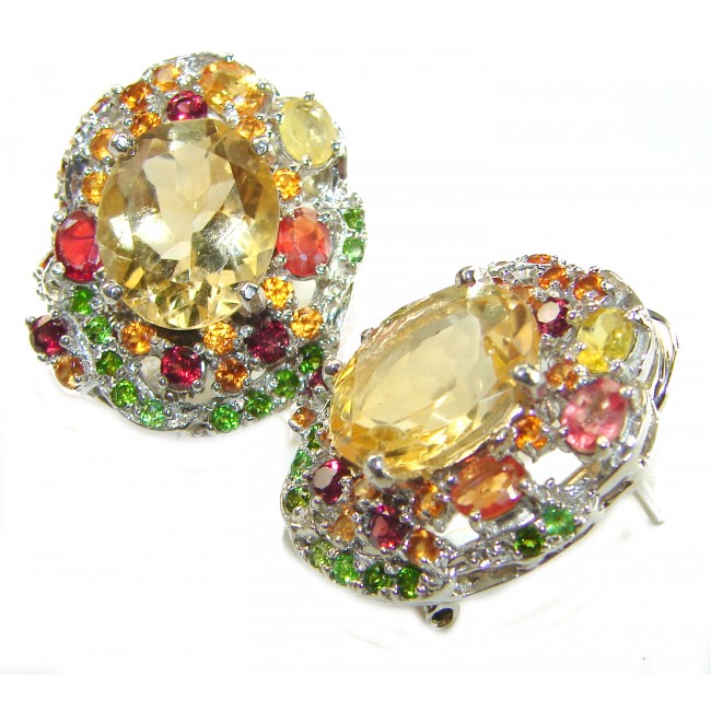 Olivia - Exclusive 12.2 CARAT authentic Citrine .925 Sterling Silver handmade Earrings