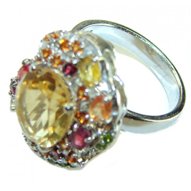 Olivia - Exclusive 14.2 CARAT authentic Citrine .925 Sterling Silver handcrafted Statement ring size 8 1/4