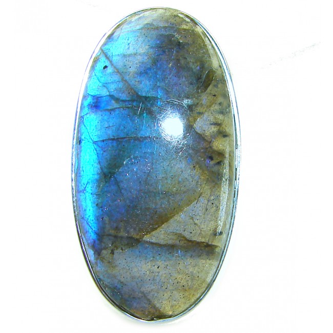 Shimmering Natural Labradorite .925 Sterling Silver handcrafted Large ring size 8 adjustable
