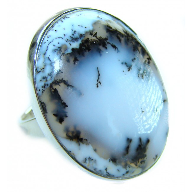 Top Quality Dendritic Agate .925 Sterling Silver handcrafted Ring s. 7 adjustable