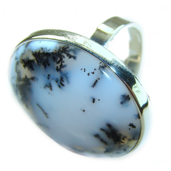 Top Quality Dendritic Agate .925 Sterling Silver handcrafted Ring s. 7 adjustable