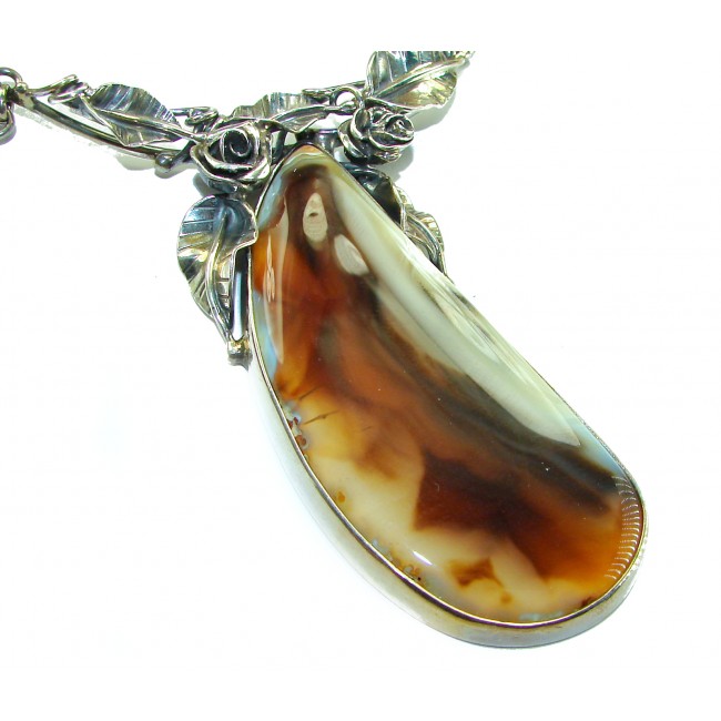 Back to Nature - Oversized Master Piece genuine Botswana Agate .925 Sterling Silver handcrafted necklace