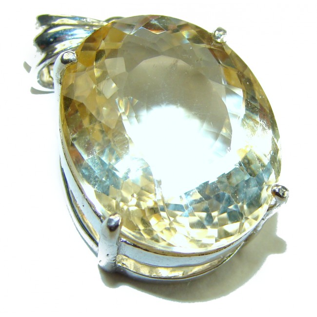 Perfection Oval cut 23.3 carat Lemon Quartz .925 Sterling Silver handcrafted pendant