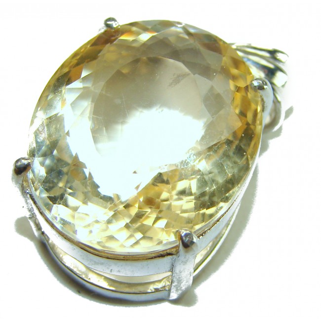 Perfection Oval cut 23.3 carat Lemon Quartz .925 Sterling Silver handcrafted pendant