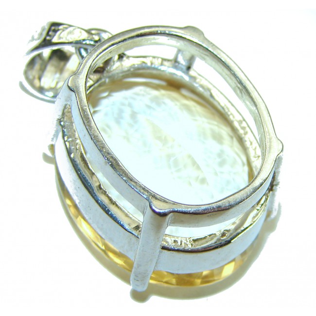 Perfection Oval cut 23.3 carat Lemon Quartz .925 Sterling Silver handcrafted pendant
