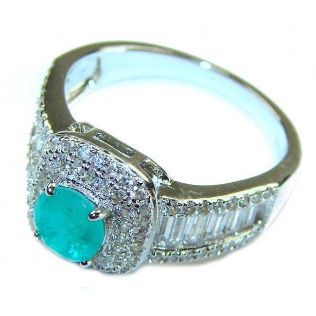Round Cut 1.8 ctw Paraiba Tourmaline .925 Sterling Silver handcrafted Statement Ring size 8