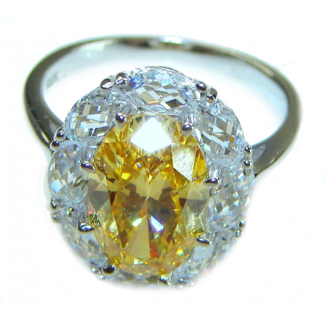 Tiffany - Magnificent 11.5 carat yellow Sapphire .925 Sterling Silver handcrafted Statement Ring s. 8