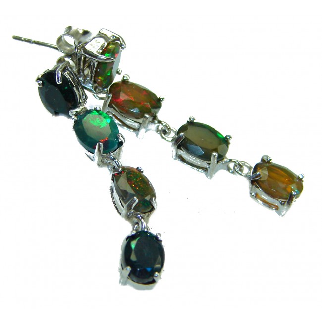 8.2 carat Australian Black Opal .925 Sterling Silver incredible handcrafted Earrings