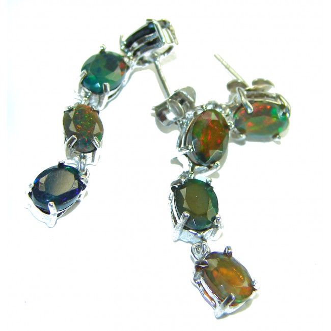8.2 carat Australian Black Opal .925 Sterling Silver incredible handcrafted Earrings