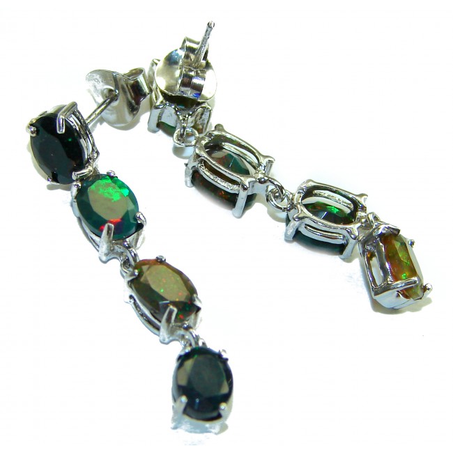 8.2 carat Australian Black Opal .925 Sterling Silver incredible handcrafted Earrings