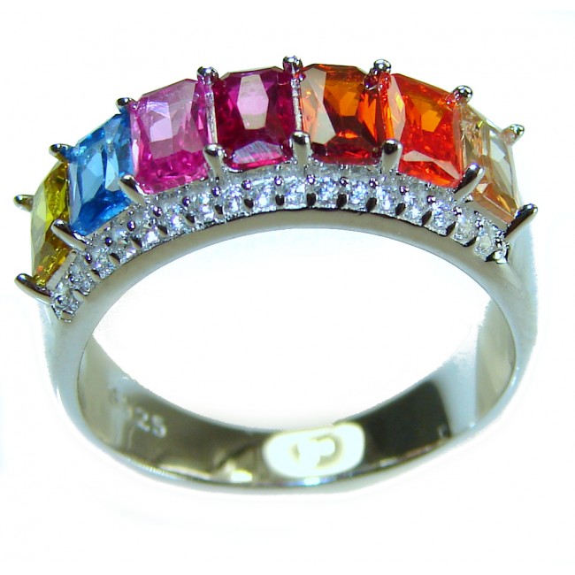 Colors of the Earth 4.9 carat Topaz .925 Sterling Silver handcrafted Large ring size 6