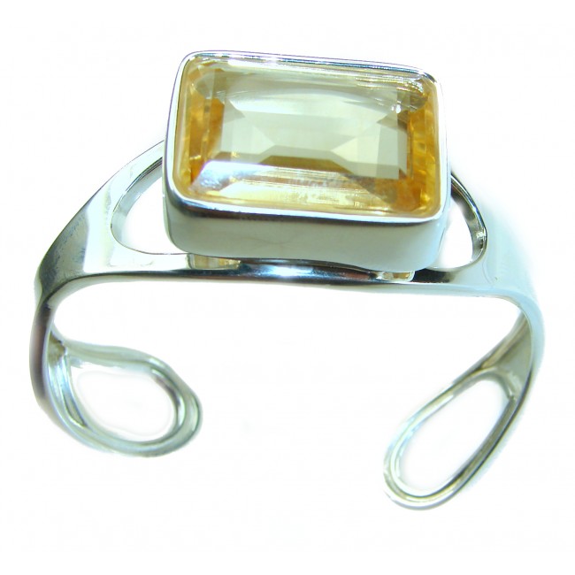 Luxurious Genuine 48.9 CARAT Lemon Quartz .925 Sterling Silver handcrafted Bracelet / Cuff