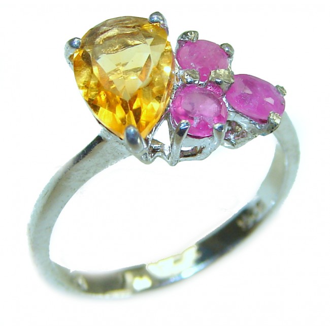 Esmeralda Authentic 4.3 carat Citrine .925 Sterling Silver handmade Ring s. 7