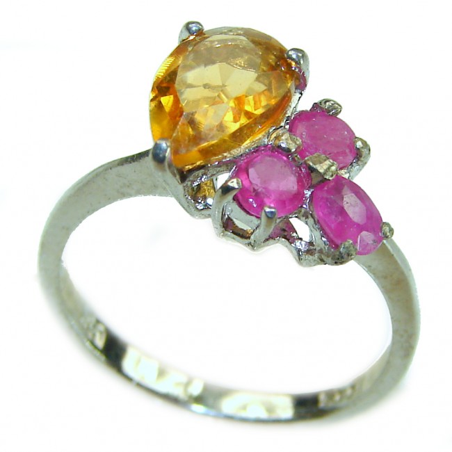 Esmeralda Authentic 4.3 carat Citrine .925 Sterling Silver handmade Ring s. 7