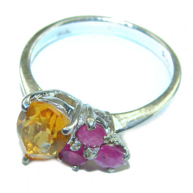 Esmeralda Authentic 4.3 carat Citrine .925 Sterling Silver handmade Ring s. 7