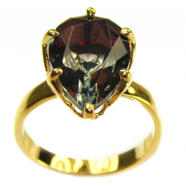 7.9 carat pear cut Brazilian Tourmaline 14K Gold over .925 Sterling Silver Perfectly handcrafted Ring s. 6 1/4