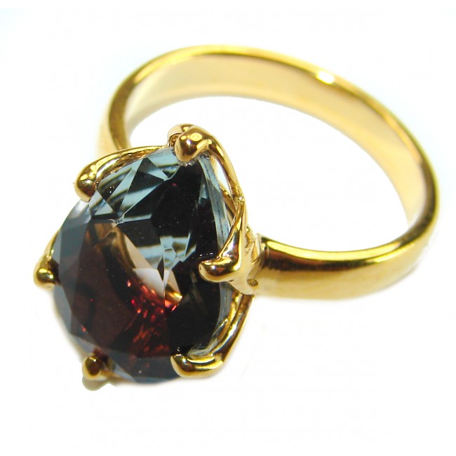 7.9 carat pear cut Brazilian Tourmaline 14K Gold over .925 Sterling Silver Perfectly handcrafted Ring s. 6 1/4