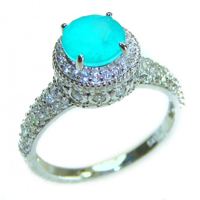 Eau Pure 2.5 carat Paraiba Tourmaline .925 Sterling Silver Handcrafted Ring size 7 1/2