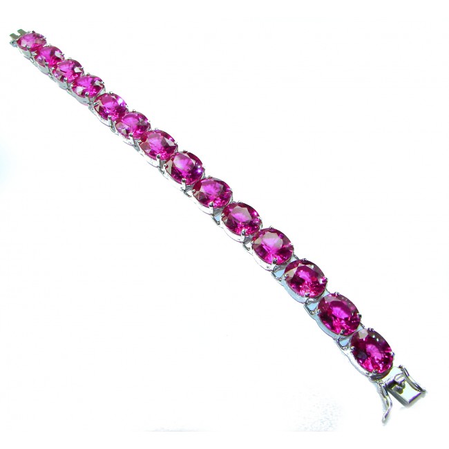 Tiffany - Magnificent Pink 125.5 carat Pink Sapphire .925 Sterling Silver handcrafted Heavy Bracelet