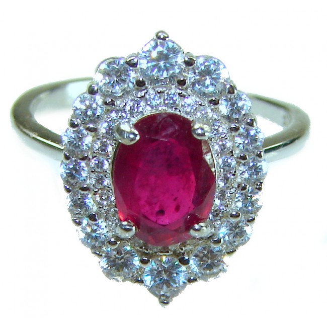 Genuine 3.5 CARAT Ruby Sapphire .925 Sterling Silver handcrafted Statement Ring size 6 3/4
