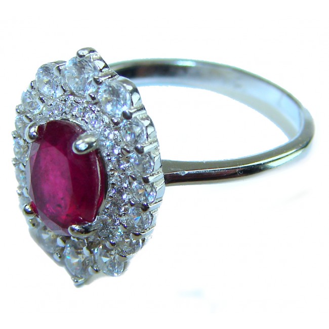 Genuine 3.5 CARAT Ruby Sapphire .925 Sterling Silver handcrafted Statement Ring size 6 3/4