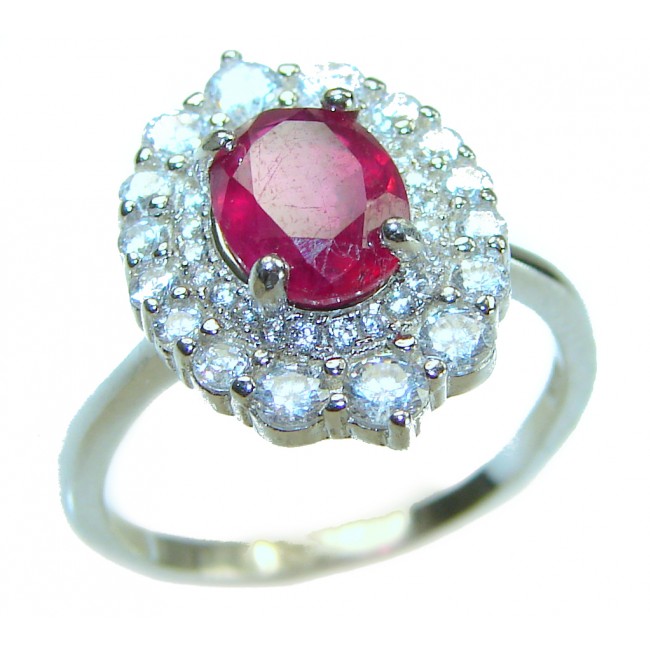 Genuine 3.5 CARAT Ruby Sapphire .925 Sterling Silver handcrafted Statement Ring size 6 3/4