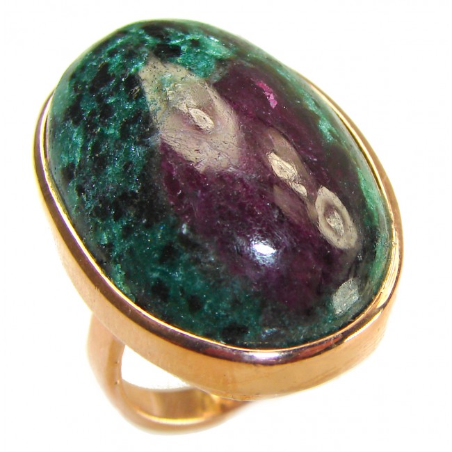 Natural Eudialyte 14K Gold over .925 Sterling Silver Large Ring s. 8 adjustable