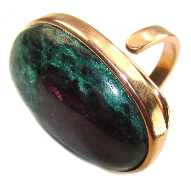 Natural Eudialyte 14K Gold over .925 Sterling Silver Large Ring s. 8 adjustable