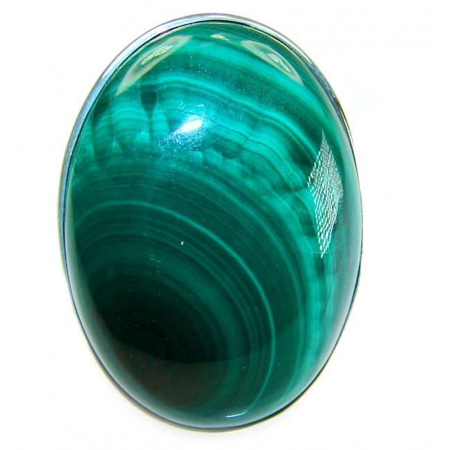 32.2 CARAT genuine Malachite .925 Sterling Silver handcrafted ring size 7 adjustable