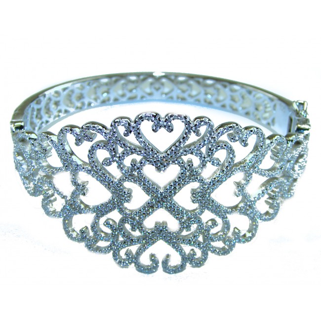 A Million Stars 28.8 carat White Sapphire .925 Sterling Silver Statement Bracelet / Cuff