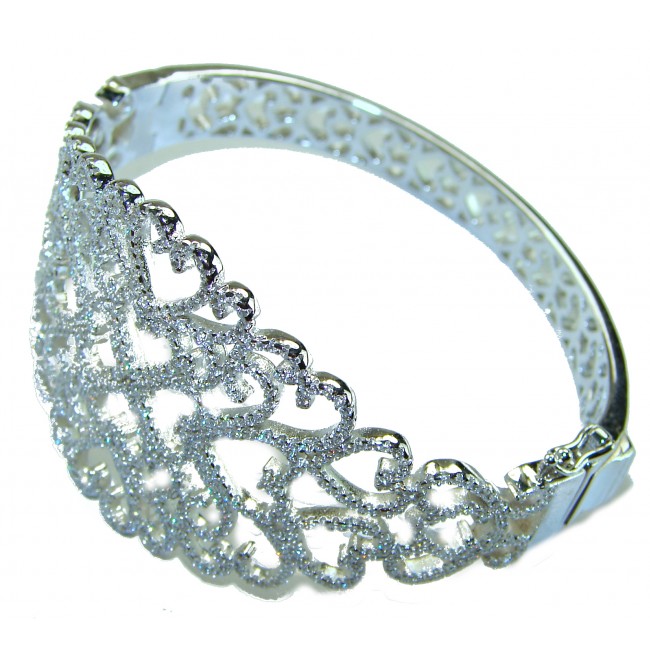 A Million Stars 28.8 carat White Sapphire .925 Sterling Silver Statement Bracelet / Cuff