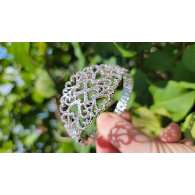 A Million Stars 28.8 carat White Sapphire .925 Sterling Silver Statement Bracelet / Cuff