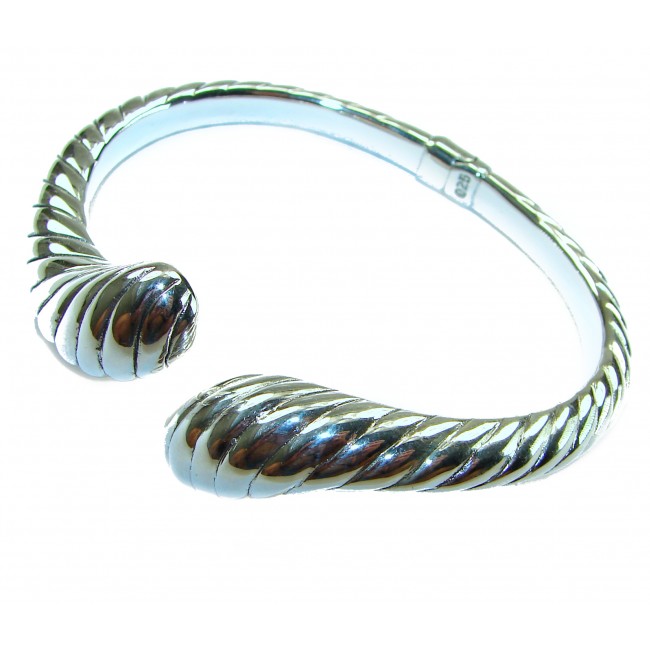 Bali made Bracelet in best quality .925 Sterling Silver - Sterling silver bracelet, rope twist design, angled side view.