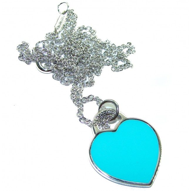 Angel's Heart inlay Turquoise .925 Sterling Silver handcrafted necklace