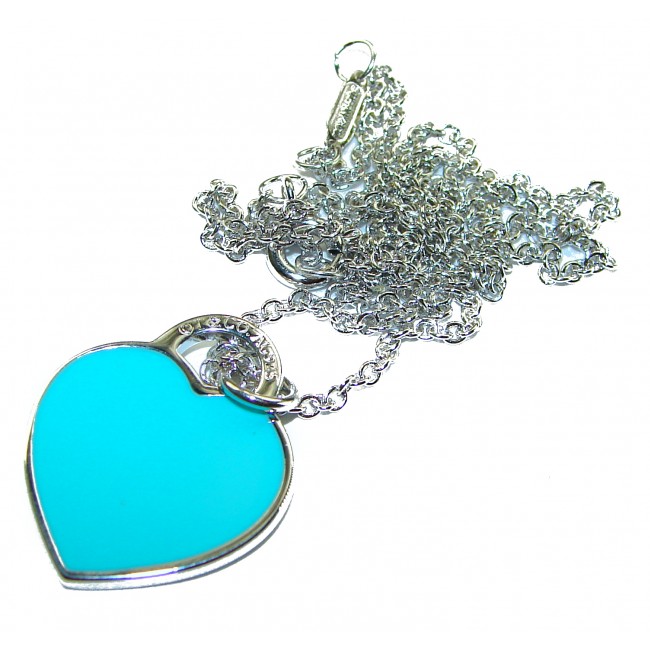 Angel's Heart inlay Turquoise .925 Sterling Silver handcrafted necklace