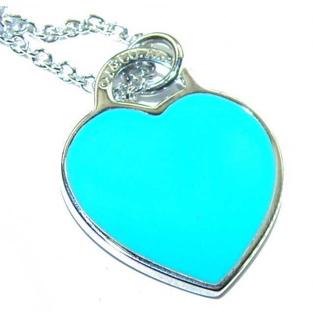 Angel's Heart inlay Turquoise .925 Sterling Silver handcrafted necklace