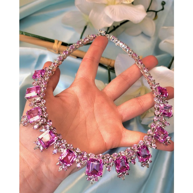 Tiffany - Magnificent 274.5 carat Pink Sapphire .925 Sterling Silver handcrafted Large Statement necklace, 122.6 grams