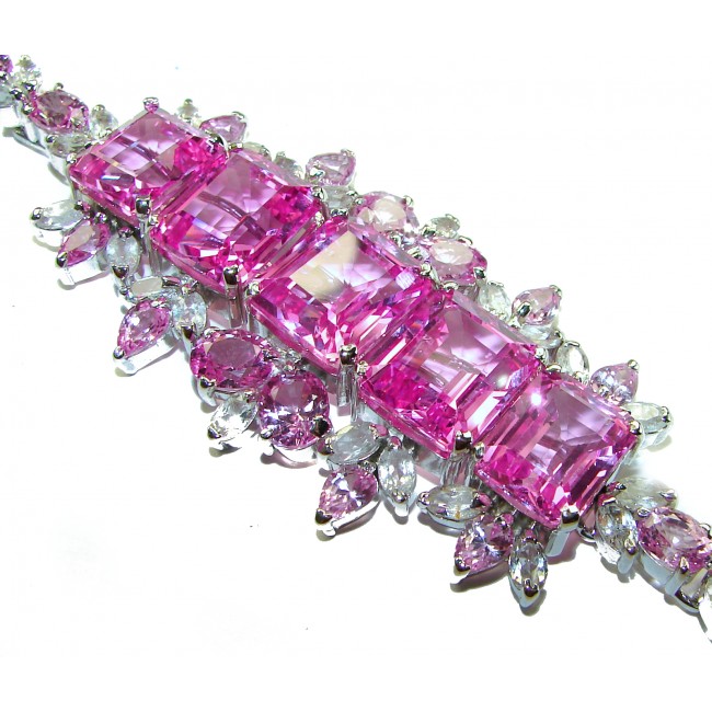 Tiffany - Magnificent Pink 168.5 carat Pink Sapphire .925 Sterling Silver handcrafted Statement Bracelet