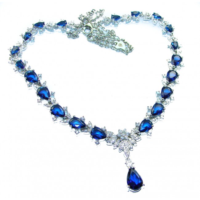 Luxurious 26.4 carat Sapphire White Topaz .925 Sterling Silver handcrafted necklace