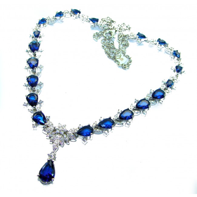 Luxurious 26.4 carat Sapphire White Topaz .925 Sterling Silver handcrafted necklace