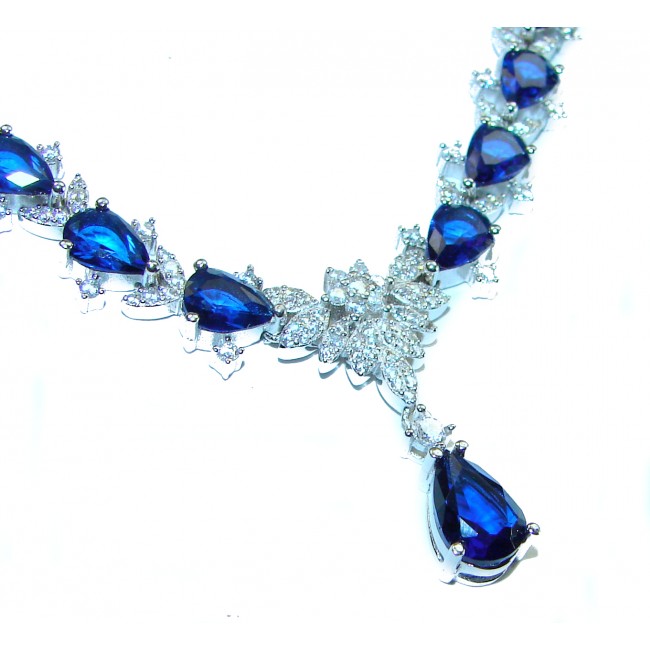 Luxurious 26.4 carat Sapphire White Topaz .925 Sterling Silver handcrafted necklace