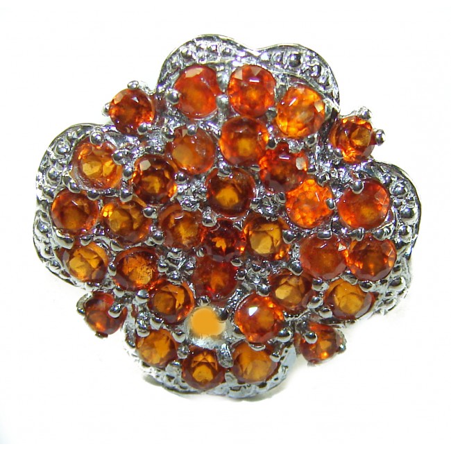 Good Energy 10.2 carat ORANGE SAPPHIRE .925 Sterling Silver handmade ring 6 1/2
