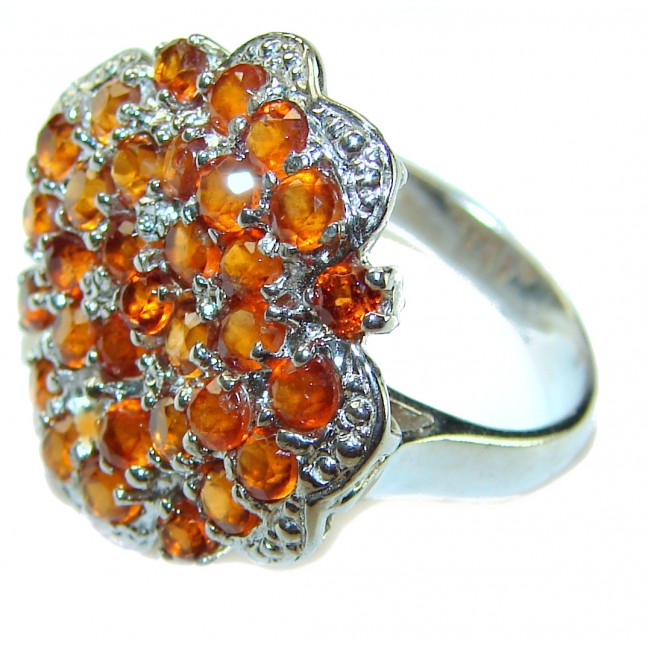 Good Energy 10.2 carat ORANGE SAPPHIRE .925 Sterling Silver handmade ring 6 1/2