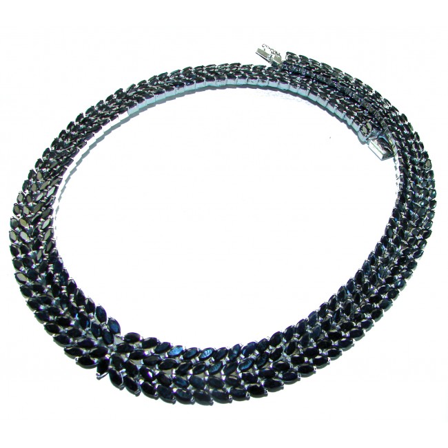 Vintage style - authentic 287.5 carat Sapphire .925 Sterling Silver handcrafted Statement necklace