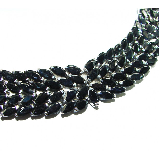 Vintage style - authentic 287.5 carat Sapphire .925 Sterling Silver handcrafted Statement necklace