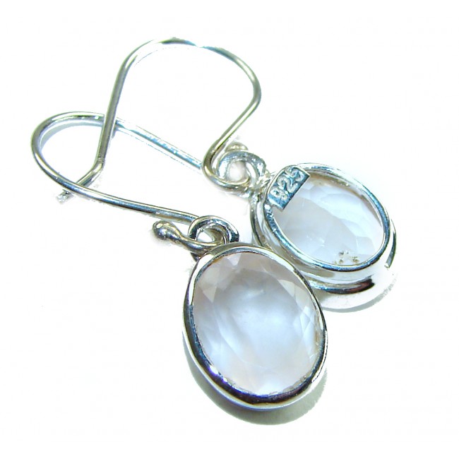 Authentic 6.2 carat Rose Quartz .925 Silver handcrafted Statement earrings