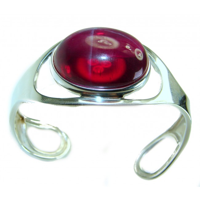 Very Rare - Bellezza Genuine 34.5 CARAT Star Ruby .925 Sterling Silver HUGE Bracelet / Cuff
